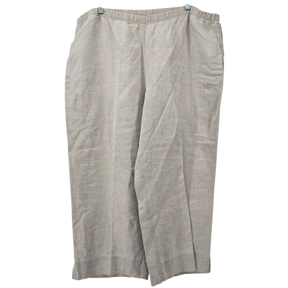 J Jill Linen Pants Women's 2x Cropped Wide Leg Elastic Waist Beach Cruise Resort